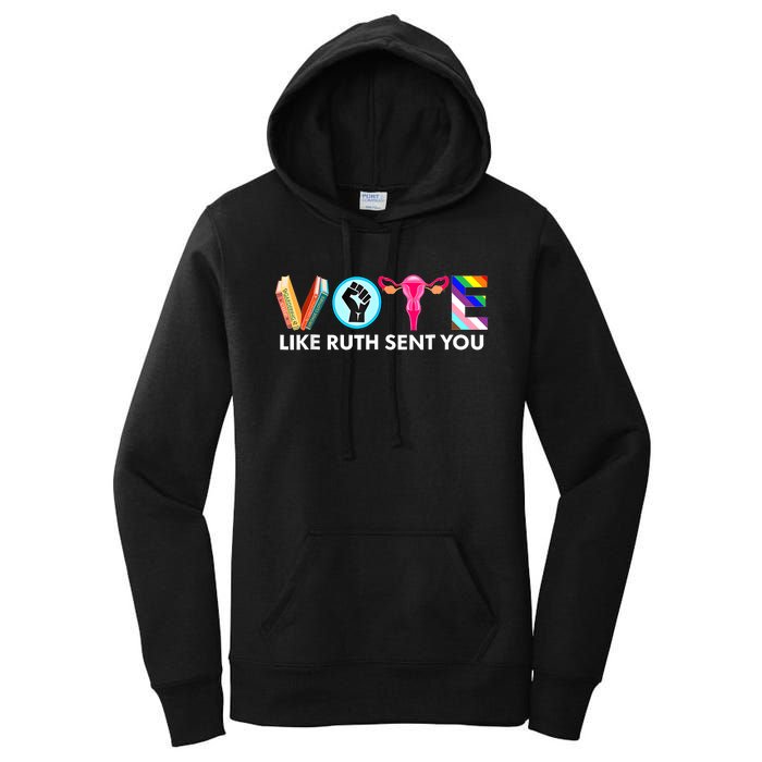 Vote Like Ruth Sent You Funny Uterus Feminist Lgbt Women's Pullover Hoodie