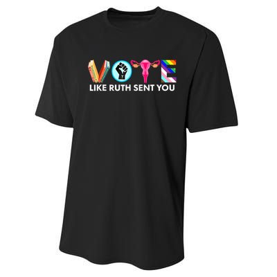 Vote Like Ruth Sent You Funny Uterus Feminist Lgbt Performance Sprint T-Shirt