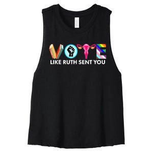 Vote Like Ruth Sent You Funny Uterus Feminist Lgbt Women's Racerback Cropped Tank