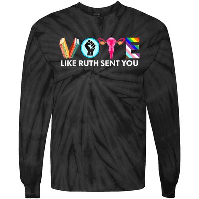 Vote Like Ruth Sent You Funny Uterus Feminist Lgbt Tie-Dye Long Sleeve Shirt