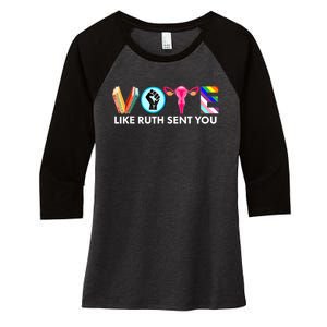 Vote Like Ruth Sent You Funny Uterus Feminist Lgbt Women's Tri-Blend 3/4-Sleeve Raglan Shirt