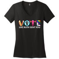 Vote Like Ruth Sent You Funny Uterus Feminist Lgbt Women's V-Neck T-Shirt