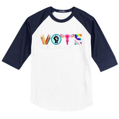 Vote Like Ruth Sent You Funny Uterus Feminist Lgbt Baseball Sleeve Shirt