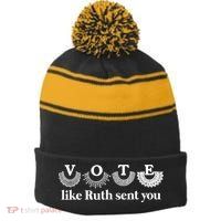 Vote Like Ruth Sent You Feminist Ruth Bader Ginsburg Rbg Stripe Pom Pom Beanie