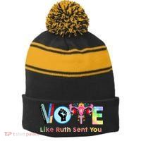 Vote Like Ruth Sent You Feminist Ruth Bader Ginsburg Rbg Stripe Pom Pom Beanie