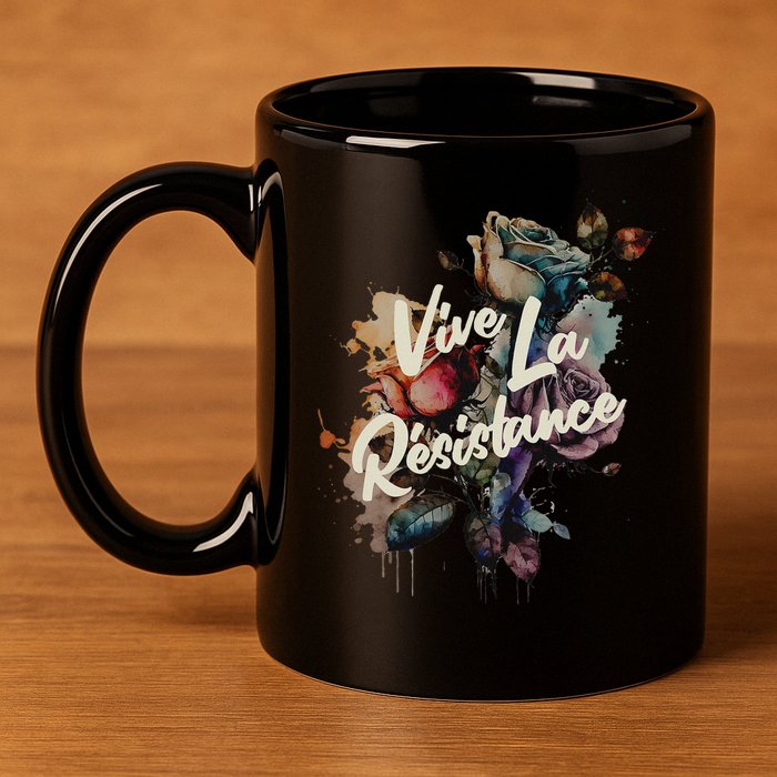 Vive La Résistance, Floral Feminist 11oz C Handle Ceramic Mug