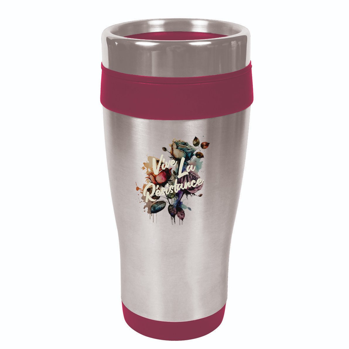 Vive La Résistance, Floral Feminist 16oz Travel Tumbler
