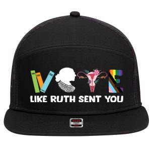 Vote Like Ruth Sent You Election 2024 7 Panel Mesh Trucker Snapback Hat