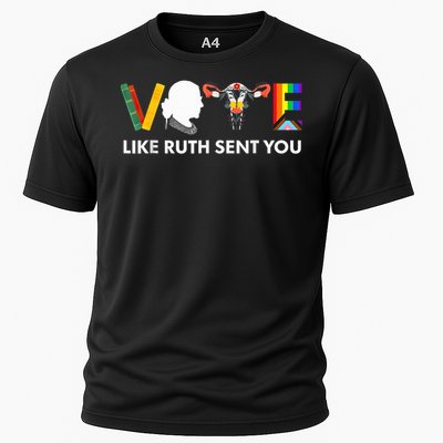 Vote Like Ruth Sent You Uterus Feminist Lgbt Usa President Kamalaharris Cooling Performance Crew T-Shirt