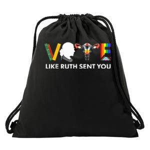 Vote Like Ruth Sent You Uterus Feminist Lgbt Usa President Kamalaharris Drawstring Bag