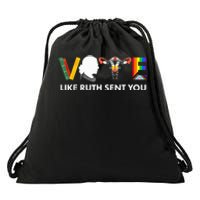 Vote Like Ruth Sent You Uterus Feminist Lgbt Usa President Kamalaharris Drawstring Bag