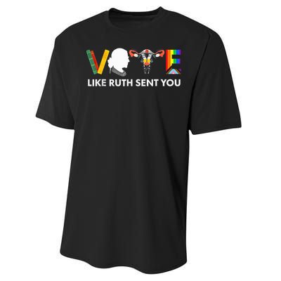 Vote Like Ruth Sent You Uterus Feminist Lgbt Usa President Kamalaharris Performance Sprint T-Shirt