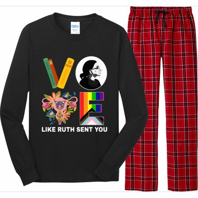 Vote Like Ruth Sent You Uterus Feminist Lgbt Usa President Kamalaharris Long Sleeve Pajama Set