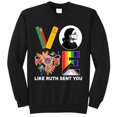 Vote Like Ruth Sent You Uterus Feminist Lgbt Usa President Kamalaharris Tall Sweatshirt