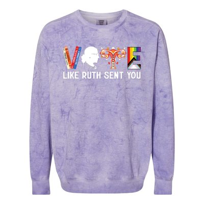 Vote Like Ruth Sent You Uterus Feminist Lgbt Funny Colorblast Crewneck Sweatshirt