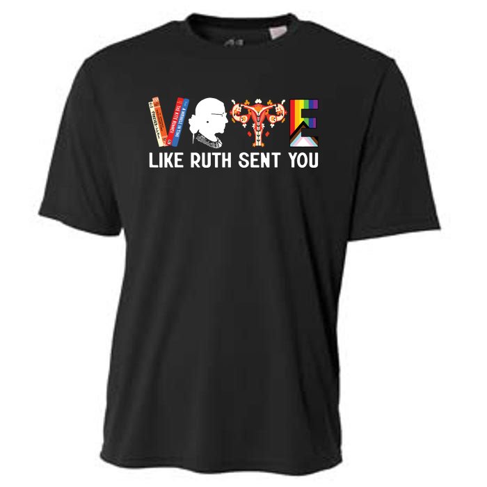 Vote Like Ruth Sent You Uterus Feminist Lgbt Funny Cooling Performance Crew T-Shirt