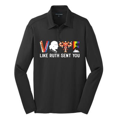 Vote Like Ruth Sent You Uterus Feminist Lgbt Funny Silk Touch Performance Long Sleeve Polo