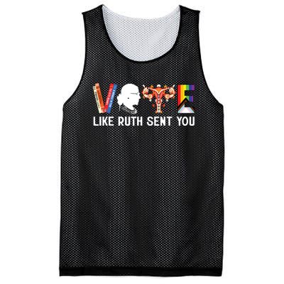 Vote Like Ruth Sent You Uterus Feminist Lgbt Funny Mesh Reversible Basketball Jersey Tank