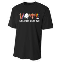 Vote Like Ruth Sent You Uterus Feminist Lgbt Funny Performance Sprint T-Shirt