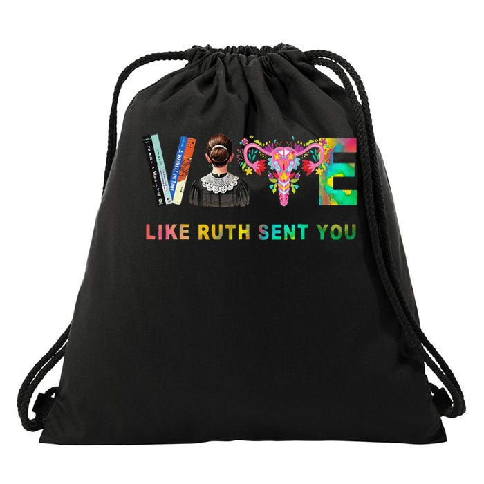 Vote Like Ruth Sent You Rbg Feminist Voting Inspirational Gift Drawstring Bag