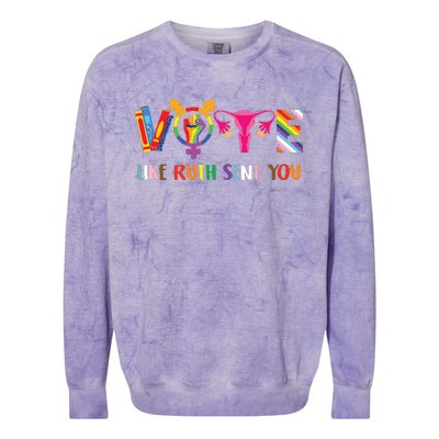 Vote Like Ruth Sent You Uterus Feminist Lgbt Retro Colorblast Crewneck Sweatshirt