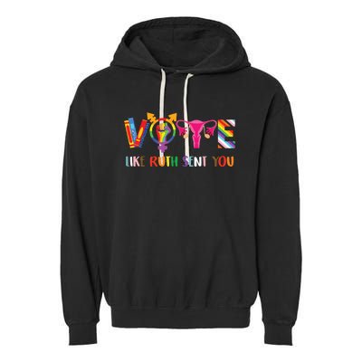 Vote Like Ruth Sent You Uterus Feminist Lgbt Retro Garment-Dyed Fleece Hoodie