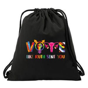 Vote Like Ruth Sent You Uterus Feminist Lgbt Retro Drawstring Bag