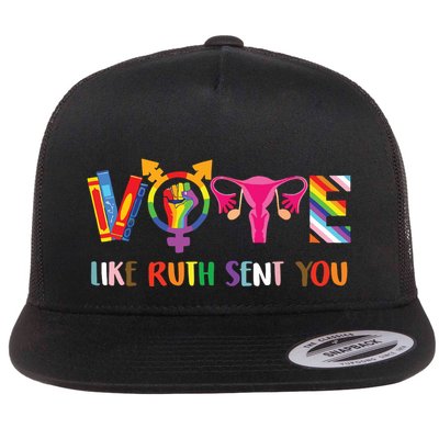 Vote Like Ruth Sent You Uterus Feminist Lgbt Retro Flat Bill Trucker Hat