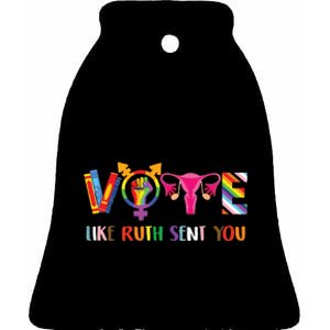 Vote Like Ruth Sent You Uterus Feminist Lgbt Retro Ceramic Bell Ornament