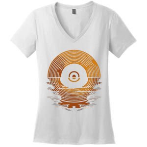 Vinyl Lp Records Sunset Vinyl Women's V-Neck T-Shirt