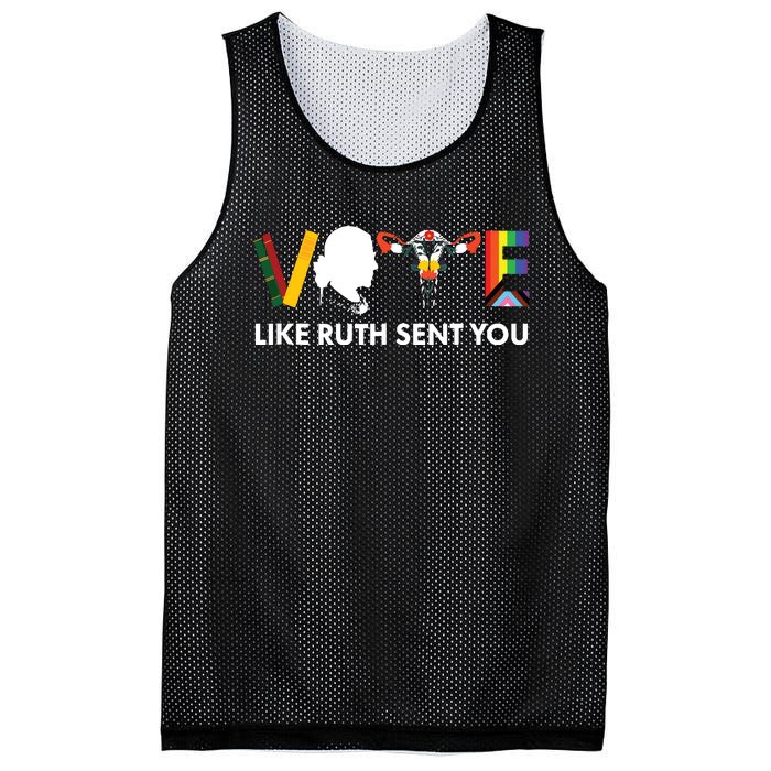 Vote Like Ruth Sent You Uterus Feminist Lgbt Tank Top Mesh Reversible Basketball Jersey Tank