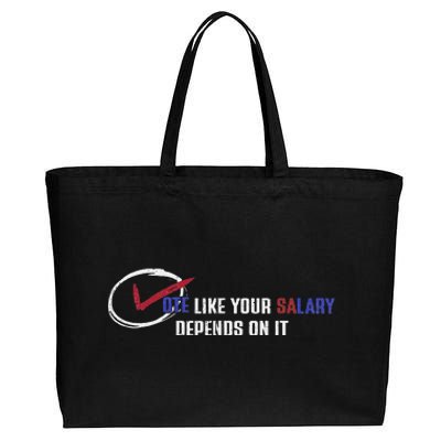 Vote Like Salary Depends On It Retro Funny Election 2024 Cotton Canvas Jumbo Tote