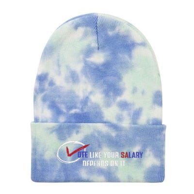 Vote Like Salary Depends On It Retro Funny Election 2024 Tie Dye 12in Knit Beanie