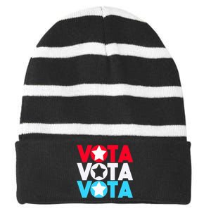 Vota Latinos Spanish Vote November Anti Trump Election Striped Beanie with Solid Band