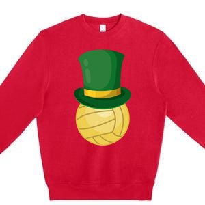 Volleyball Leprechaun St Patrick's Day Sport Funny Gift Premium Crewneck Sweatshirt