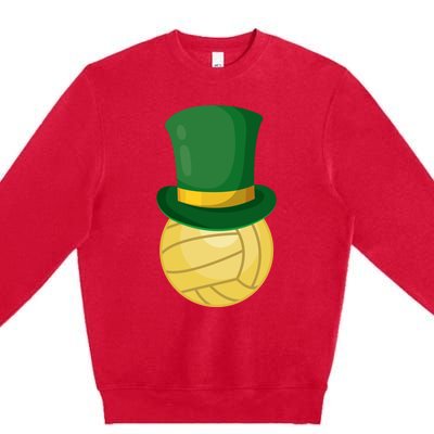 Volleyball Leprechaun St Patrick's Day Sport Funny Gift Premium Crewneck Sweatshirt