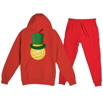 Volleyball Leprechaun St Patrick's Day Sport Funny Gift Premium Hooded Sweatsuit Set