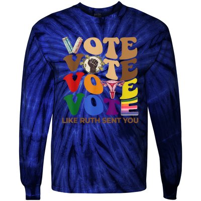 Vote Like Sent Ruthh You Groovy Uterus Feminist Pride Tie-Dye Long Sleeve Shirt