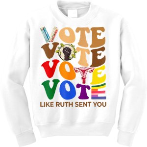 Vote Like Sent Ruthh You Groovy Uterus Feminist Lgbt Pride Kids Sweatshirt