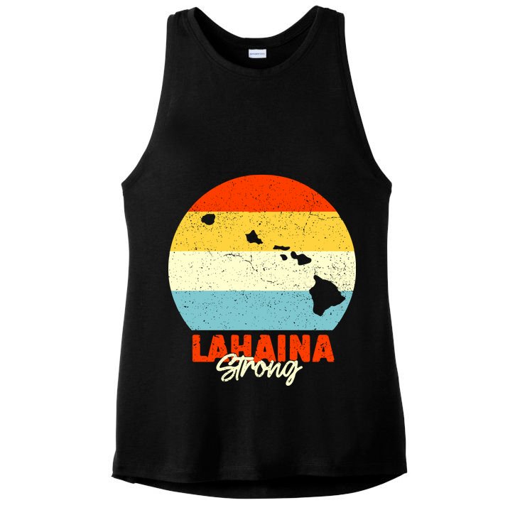 Vintage Lahaina Strong Gift Pray For Maui Ladies PosiCharge Tri-Blend Wicking Tank