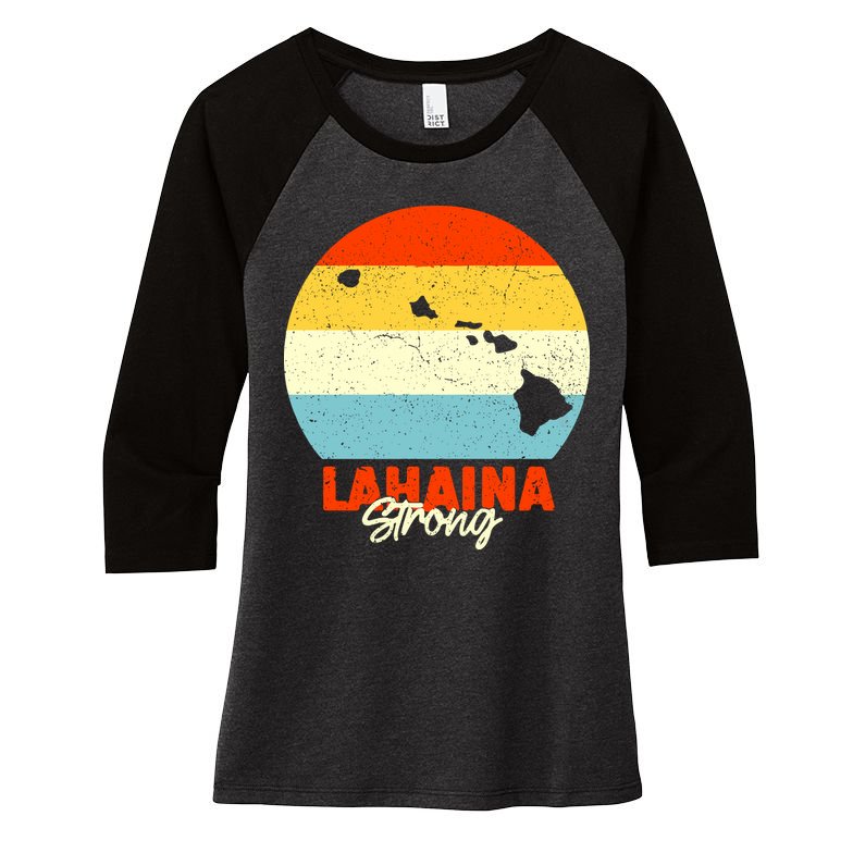 Vintage Lahaina Strong Gift Pray For Maui Women's Tri-Blend 3/4-Sleeve Raglan Shirt
