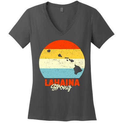 Vintage Lahaina Strong Gift Pray For Maui Women's V-Neck T-Shirt