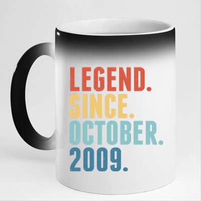 Vintage Legend Since October 2009 Birthday 11oz Black Color Changing Mug