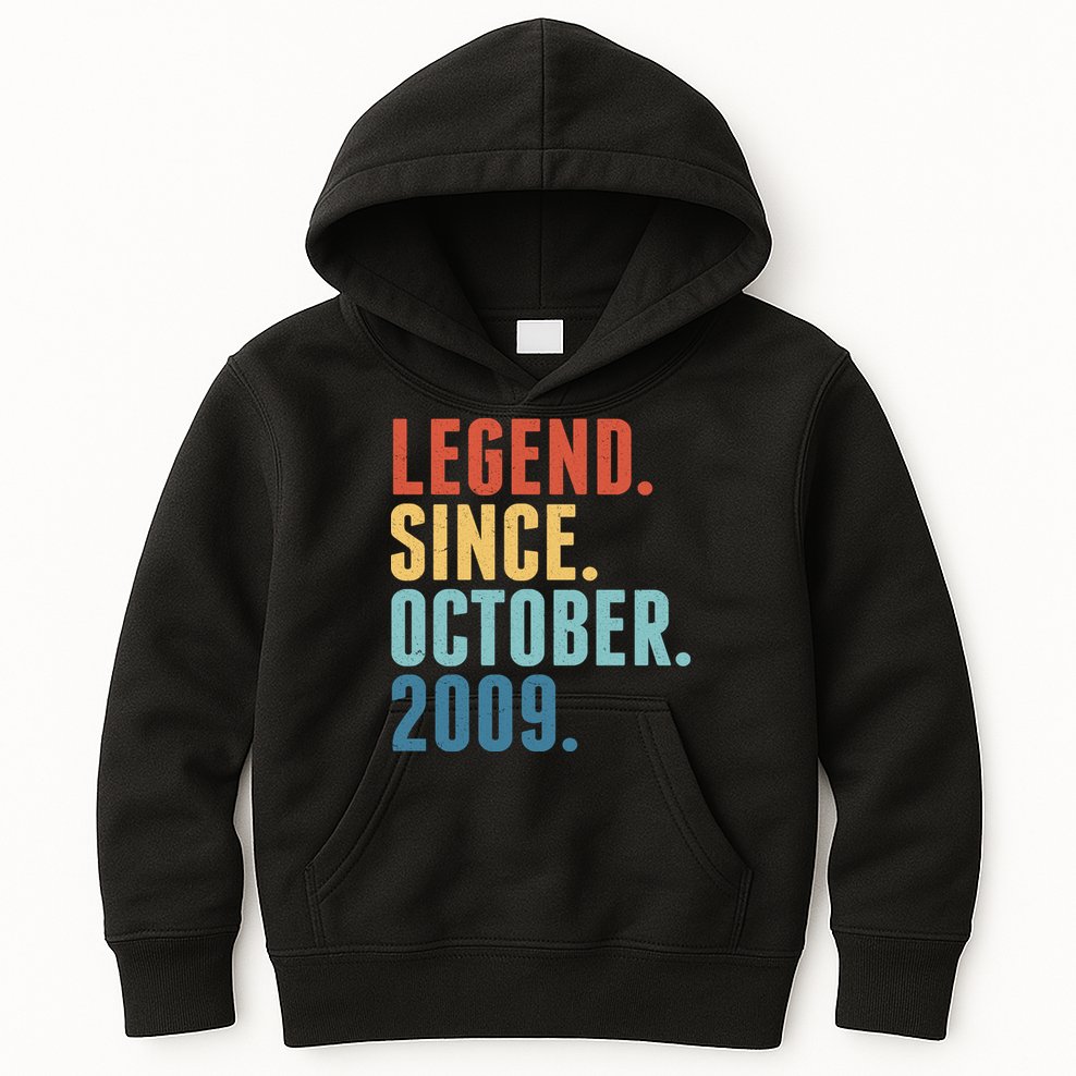 Vintage Legend Since October 2009 Birthday Kids Hoodie