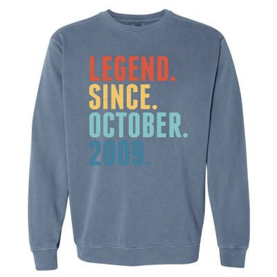 Vintage Legend Since October 2009 Birthday Garment-Dyed Sweatshirt