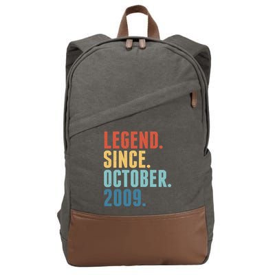 Vintage Legend Since October 2009 Birthday Cotton Canvas Backpack