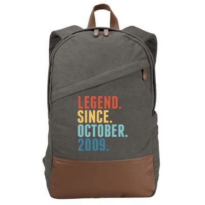 Vintage Legend Since October 2009 Birthday Cotton Canvas Backpack