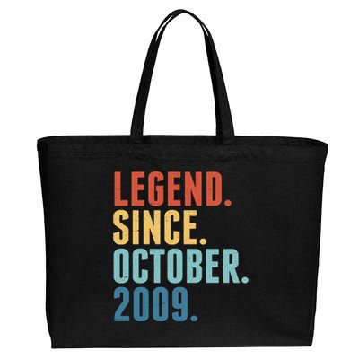 Vintage Legend Since October 2009 Birthday Cotton Canvas Jumbo Tote