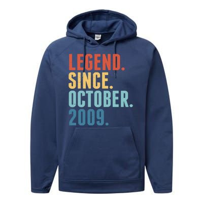 Vintage Legend Since October 2009 Birthday Performance Fleece Hoodie