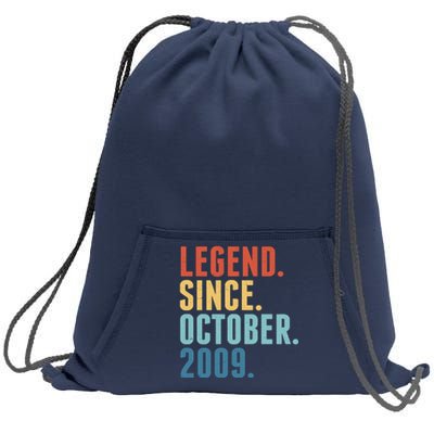 Vintage Legend Since October 2009 Birthday Sweatshirt Cinch Pack Bag